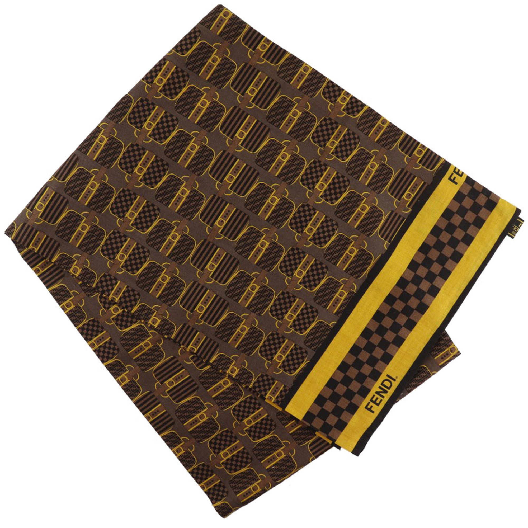 Fendi Long Scarf Bag Pattern Zucca Cotton Brown Women's